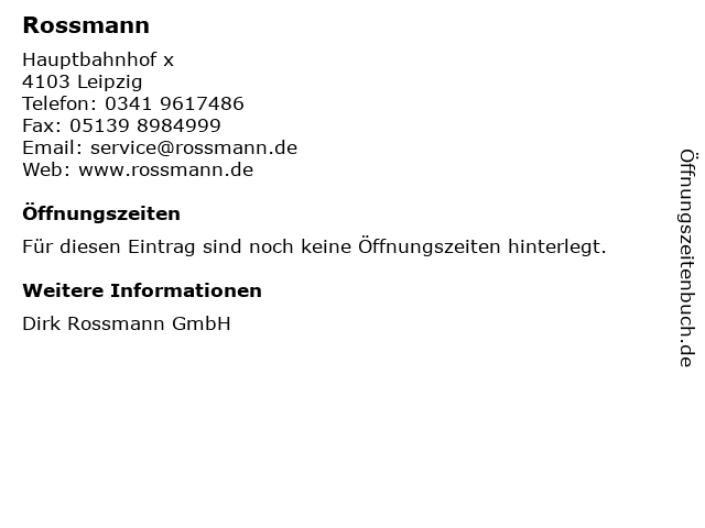 Offnungszeiten Rossmann Leipzig Eutritzsch