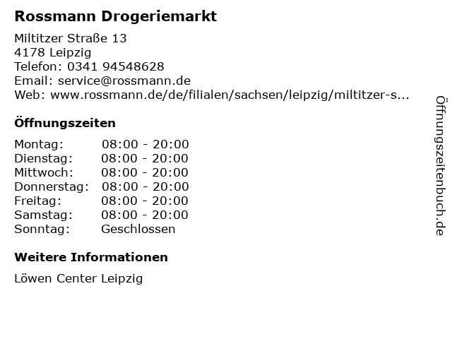 Rossmann Offnungszeiten Leipzig