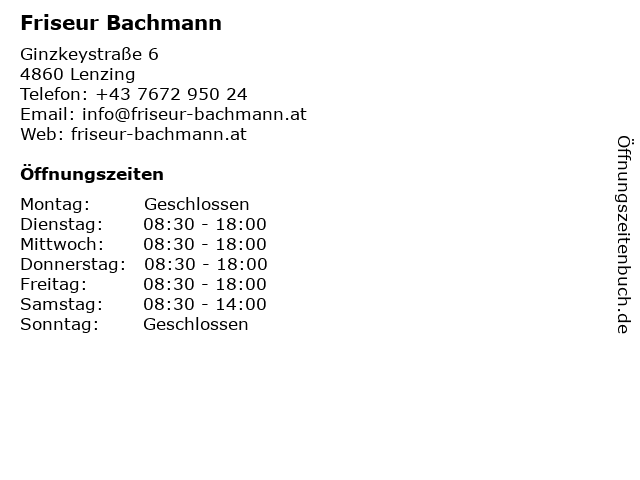 ᐅ Offnungszeiten Friseur Bachmann Ginzkeystrasse 6 In Lenzing