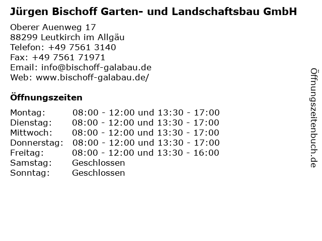 ᐅ Offnungszeiten Bischoff Garten Und Landschaftsbau Gmbh