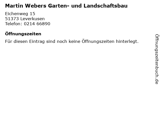 ᐅ Offnungszeiten Martin Webers Garten Und Landschaftsbau