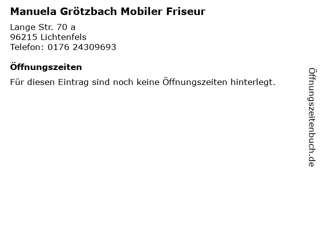 ᐅ Offnungszeiten Manuela Gratzbach Mobiler Friseur Lange Str 70 In Lichtenfels