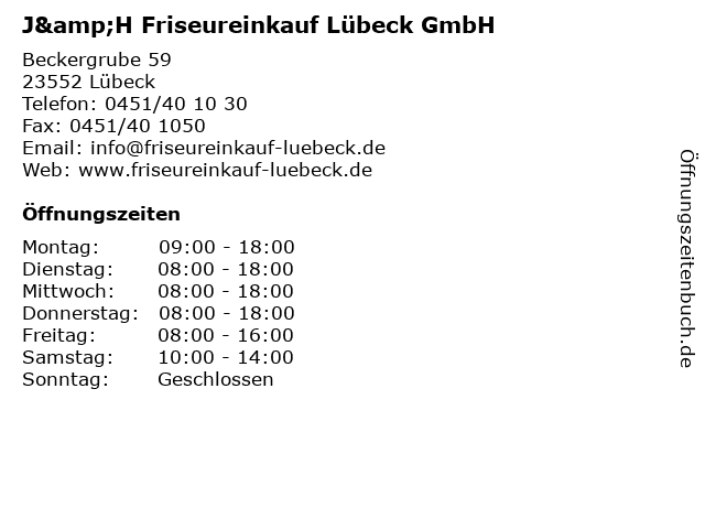 ᐅ Offnungszeiten J H Friseureinkauf Lubeck Gmbh Beckergrube 59 In Lubeck