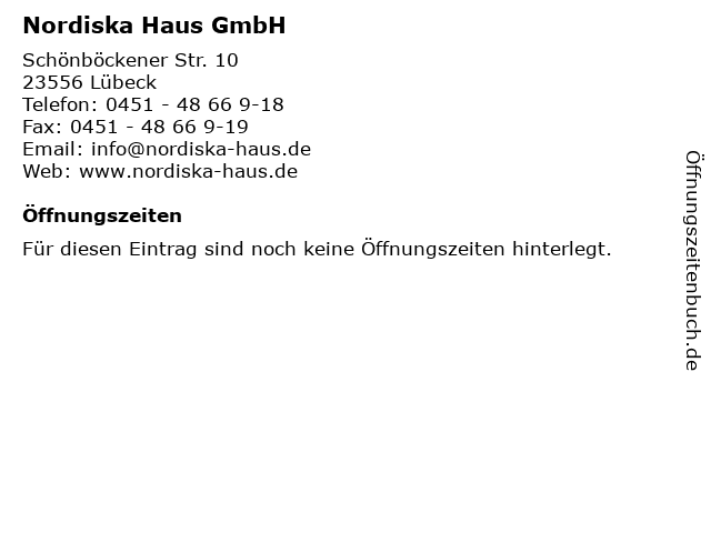 ᐅ Offnungszeiten Nordiska Haus Gmbh Schonbockener Str 10 In