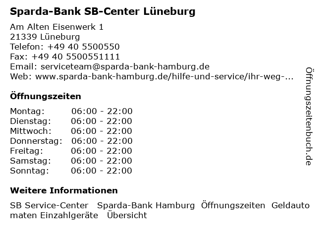 á… Offnungszeiten Sparda Bank Sb Center Luneburg Am Alten Eisenwerk 1 In Luneburg