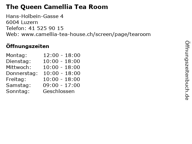 ᐅ Offnungszeiten The Queen Camellia Tea Room Hans