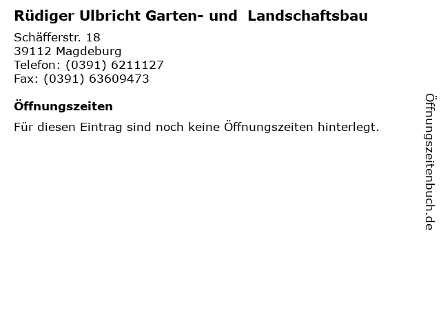 ᐅ Offnungszeiten Rudiger Ulbricht Garten Und Landschaftsbau