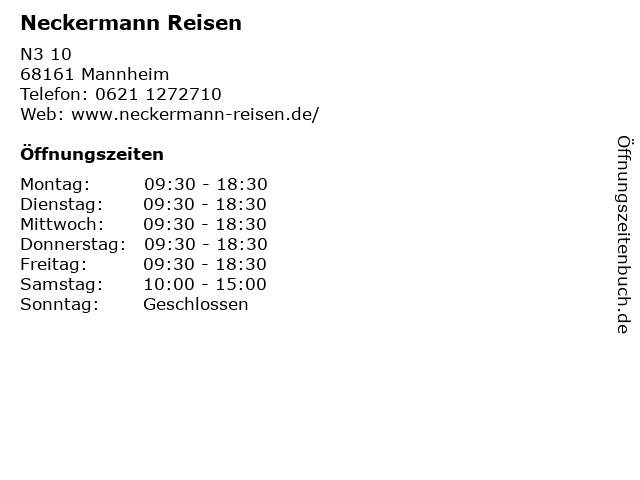 ᐅ Offnungszeiten Neckermann Reisen N3 10 In Mannheim