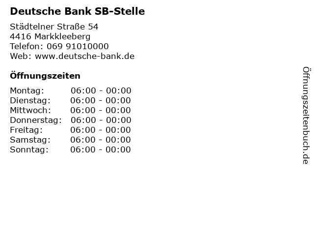 á… Offnungszeiten Deutsche Bank Sb Stelle Stadtelner Strasse 54 In Markkleeberg