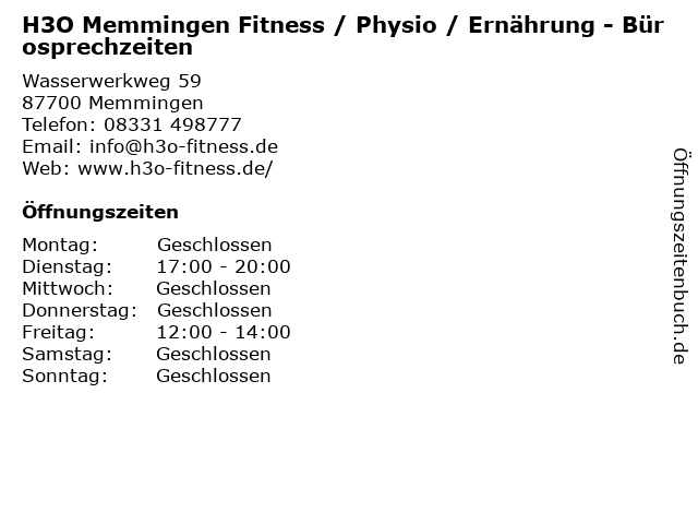 H3o memmingen öffnungszeiten