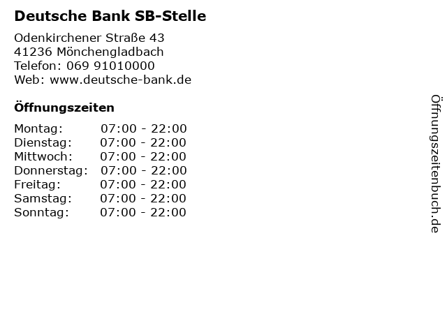 á… Offnungszeiten Deutsche Bank Sb Stelle Odenkirchener Strasse 43 In Monchengladbach