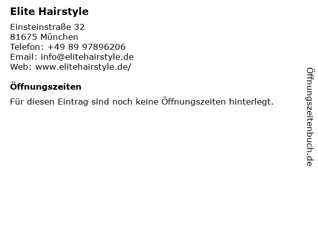 ᐅ Offnungszeiten Elite Hairstyle Einsteinstrasse 32 In Munchen