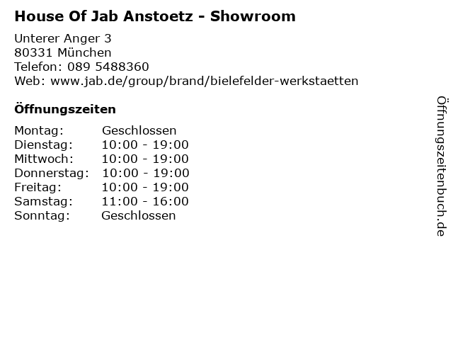ᐅ Öffnungszeiten „House Of Jab Anstoetz Showroom München