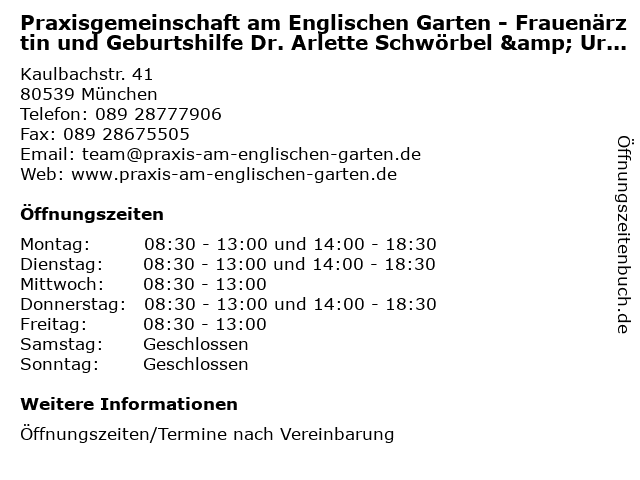 ᐅ Offnungszeiten Praxisgemeinschaft Am Englischen Garten