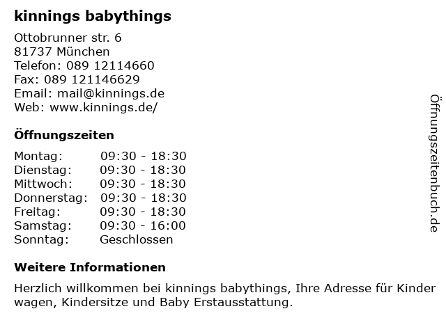 Á Offnungszeiten Kinnings Babythings Ottobrunner Str 6 In Munchen