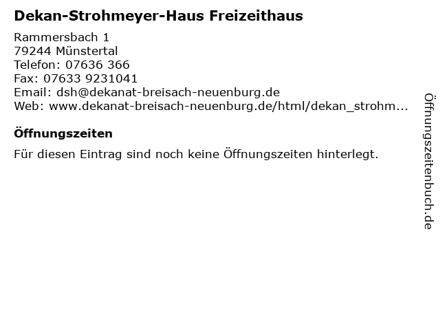 ᐅ Offnungszeiten Dekan Strohmeyer Haus Freizeithaus