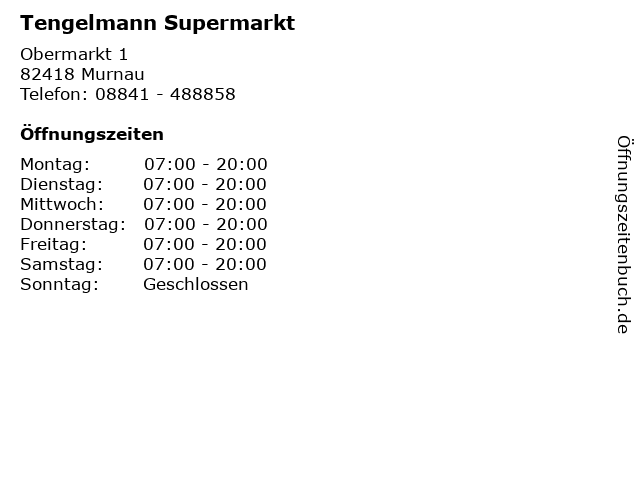 ᐅ Offnungszeiten Tengelmann Supermarkt Obermarkt 1 In Murnau
