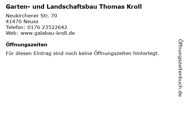 ᐅ Offnungszeiten Garten Und Landschaftsbau Thomas Kroll