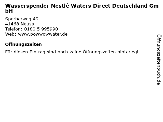 ᐅ Offnungszeiten Wasserspender Nestle Waters Direct Deutschland Gmbh Sperberweg 49 In Neuss