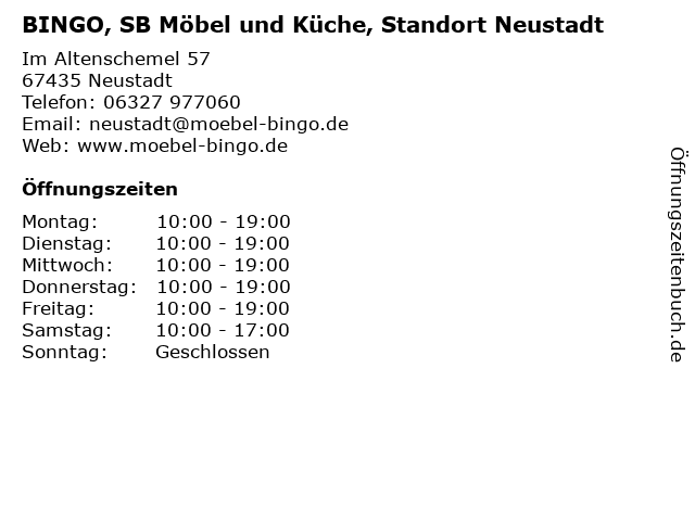 ᐅ Öffnungszeiten „BINGO, SB Möbel und Küche, Standort