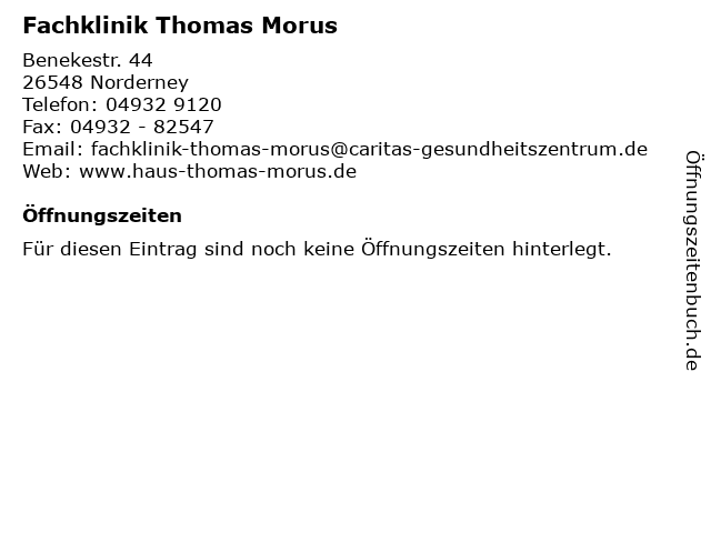 ᐅ Offnungszeiten Fachklinik Thomas Morus Benekestr 44 In