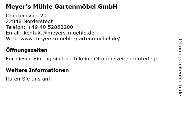 ᐅ Öffnungszeiten „Meyer's Mühle Gartenmöbel GmbH ...