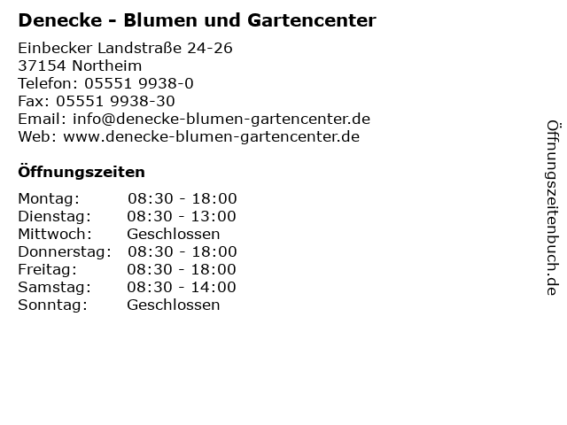 ᐅ Offnungszeiten Blumen Und Gartencenter Denecke Einbecker