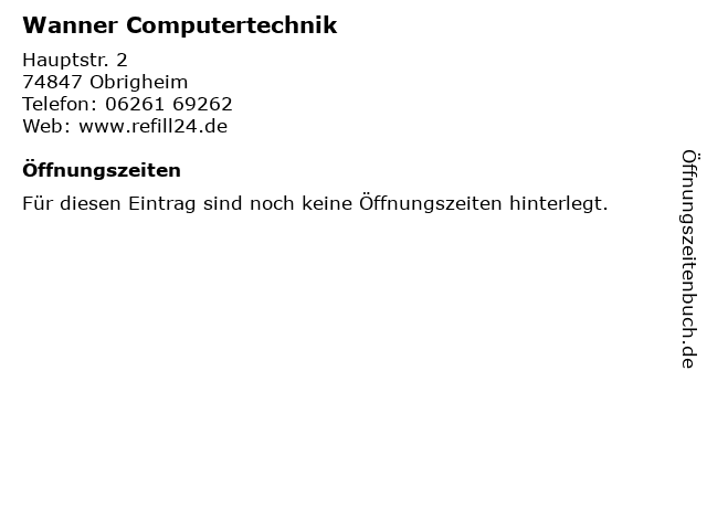 á… Offnungszeiten Wanner Computertechnik Hauptstr 2 In Obrigheim