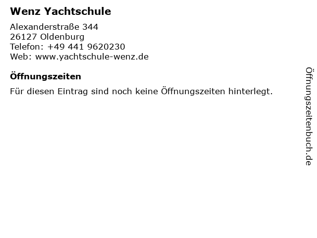 Wenz Yachtschule in Oldenburg: Adresse und Öffnungszeiten