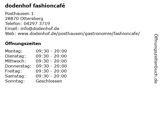 Á Offnungszeiten Dodenhof Fashioncafe Posthausen 1 In Ottersberg