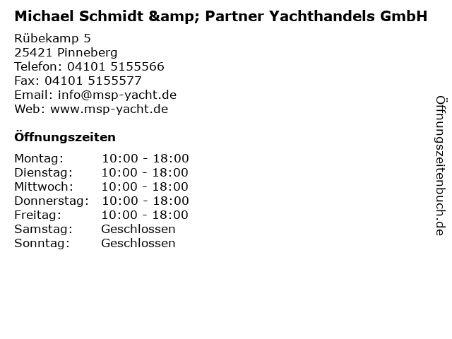 Michael Schmidt & Partner Yachthandels GmbH in Pinneberg: Adresse und Öffnungszeiten