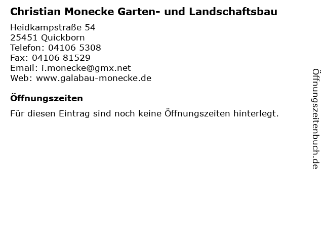 ᐅ Offnungszeiten Christian Monecke Garten Und Landschaftsbau