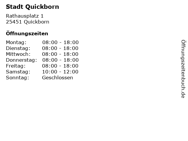 ᐅ Öffnungszeiten „Stadt Quickborn“ | Rathausplatz 1 in Quickborn