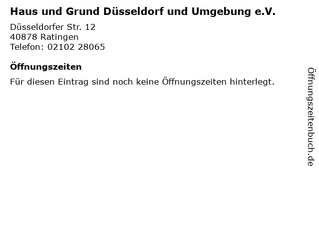 ᐅ Offnungszeiten Haus Und Grund Dusseldorf Und Umgebung E V