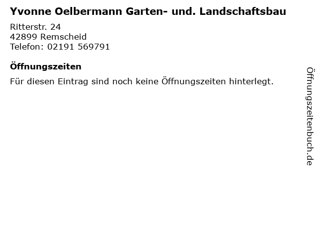 ᐅ Offnungszeiten Yvonne Oelbermann Garten Und Landschaftsbau