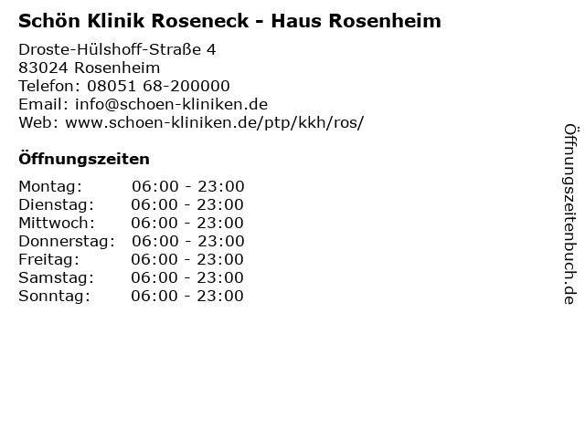 ᐅ Offnungszeiten Schon Klinik Roseneck Haus Rosenheim