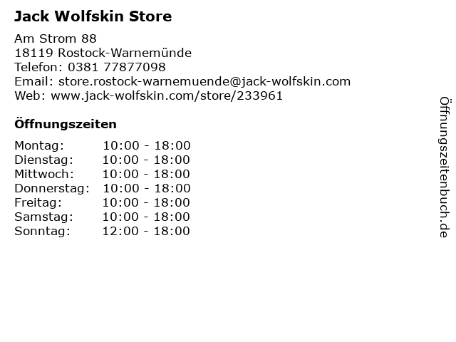 frequentie smeren Fraude ᐅ Öffnungszeiten „Jack Wolfskin Store“ | Am strom 88 in Rostock-Warnemünde