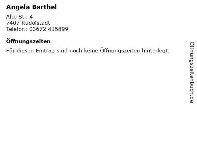 ᐅ Offnungszeiten Angela Barthel Alte Str 4 In Rudolstadt