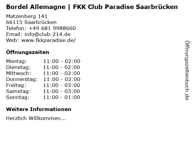 Saarbrücken paradise Bordell saarbrücken