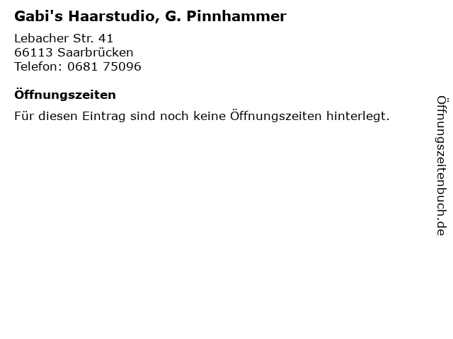 ᐅ Offnungszeiten Gabi S Haarstudio G Pinnhammer Lebacher Str 41 In Saarbrucken