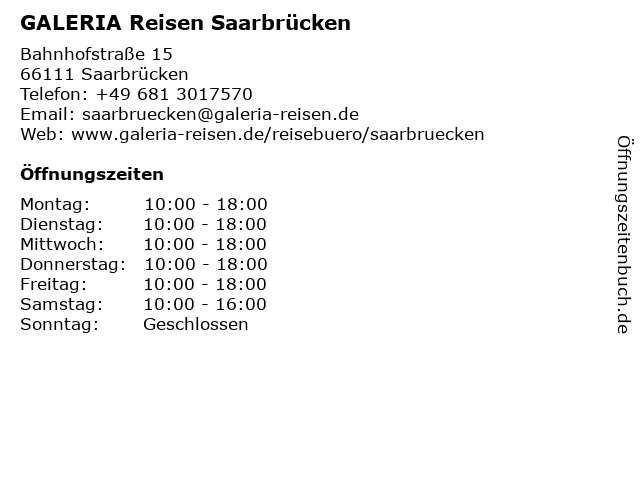 ᐅ Offnungszeiten Karstadt Reiseburo Bahnhofstrasse 15 In Saarbrucken