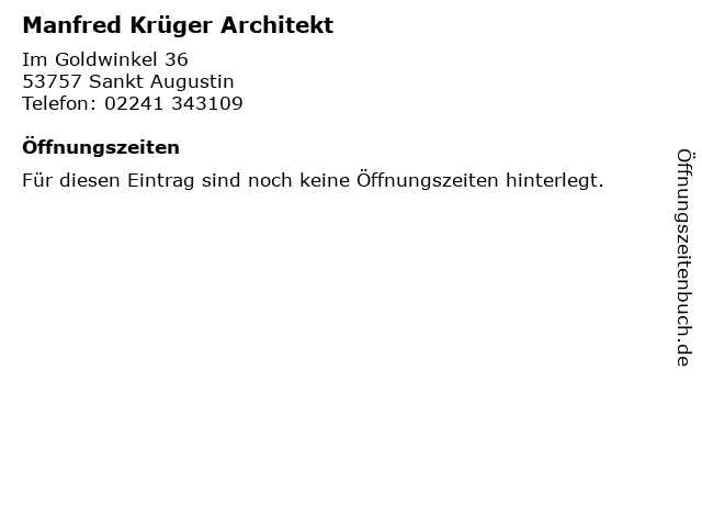 á Offnungszeiten Manfred Kruger Architekt Im Goldwinkel 36 In Sankt Augustin