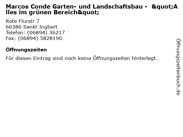 ᐅ Offnungszeiten Marcos Conde Garten Und Landschaftsbau