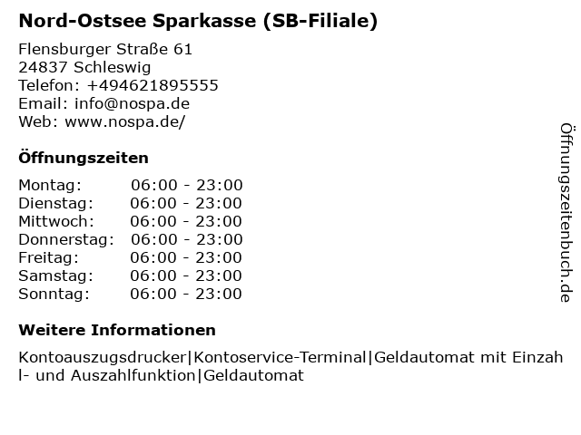 ᐅ Offnungszeiten Nord Ostsee Sparkasse Geldautomat Filiale Flensburger Strasse 61 In Schleswig