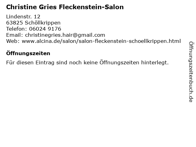 ᐅ Offnungszeiten Christine Gries Fleckenstein Salon Lindenstr 12 In Schollkrippen