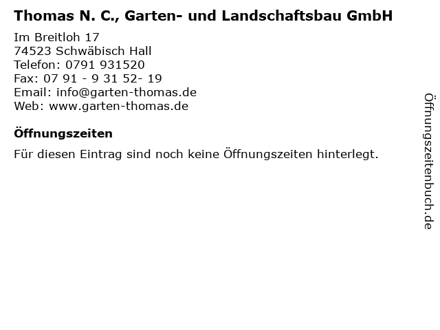 ᐅ Offnungszeiten Thomas N C Garten Und Landschaftsbau Gmbh