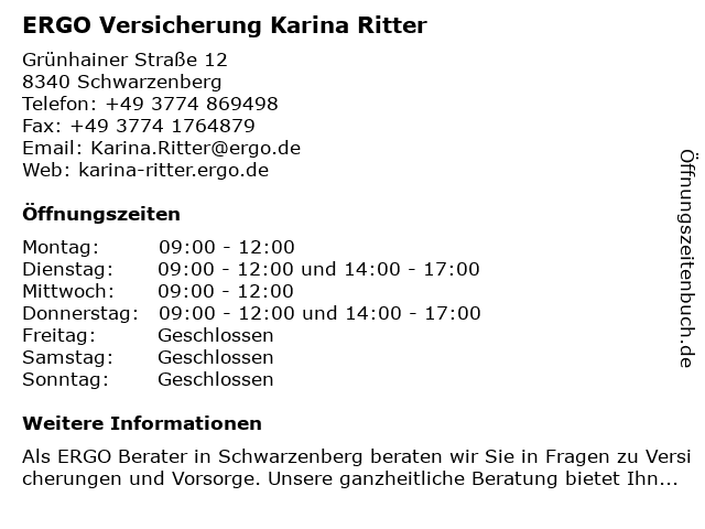 á… Offnungszeiten Ergo Versicherung Karina Ritter Grunhainer Strasse 12 In Schwarzenberg Erzgebirge