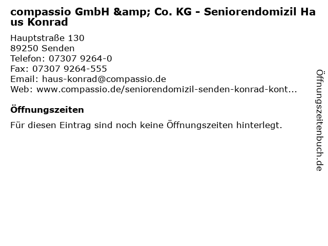 ᐅ Offnungszeiten Compassio Gmbh Co Kg Seniorendomizil Haus