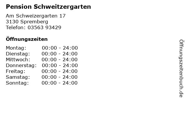 ᐅ Offnungszeiten Pension Schweitzergarten Am Schweizergarten