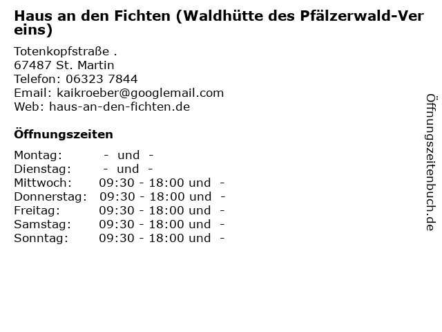 ᐅ Offnungszeiten Haus An Den Fichten Waldhutte Des Pfalzerwald